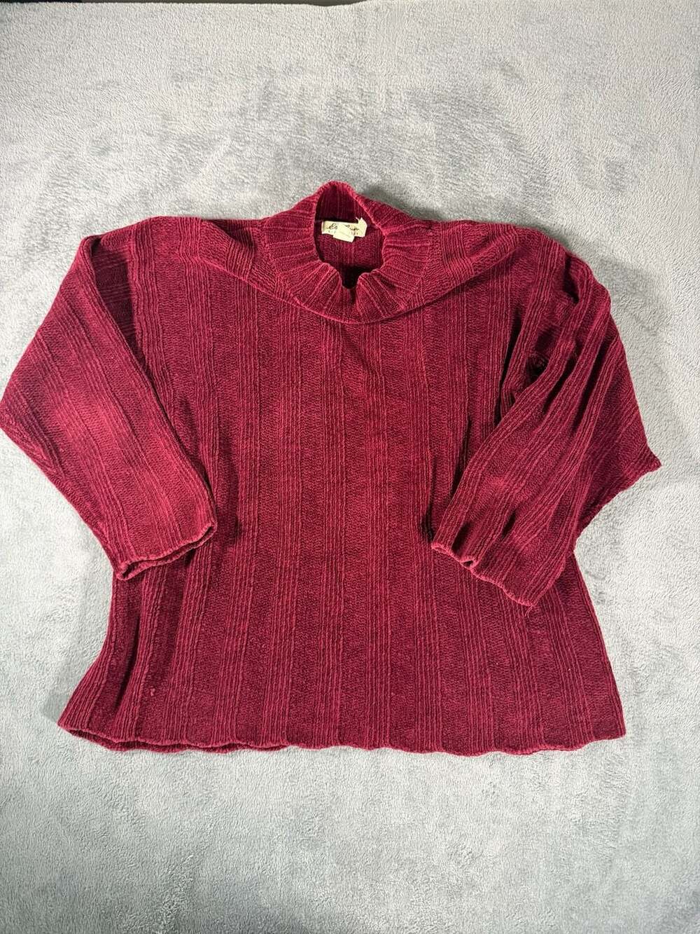 Eddie Bauer Cowl Neck Sweater Size XL/XG Red Ribbed Cotton Read Desc